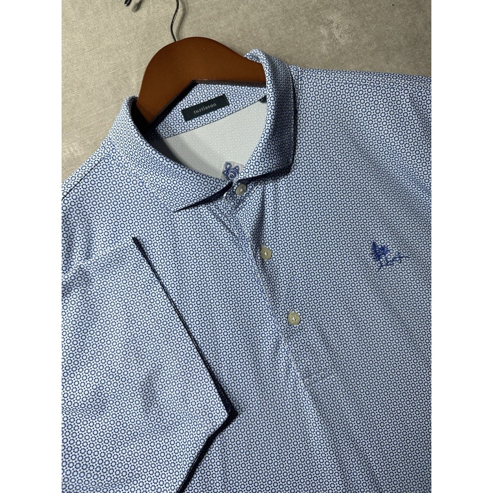 Turtleson Golf Polo Shirt Short Sleeve Mens XL AOP Performance Stretch Blue